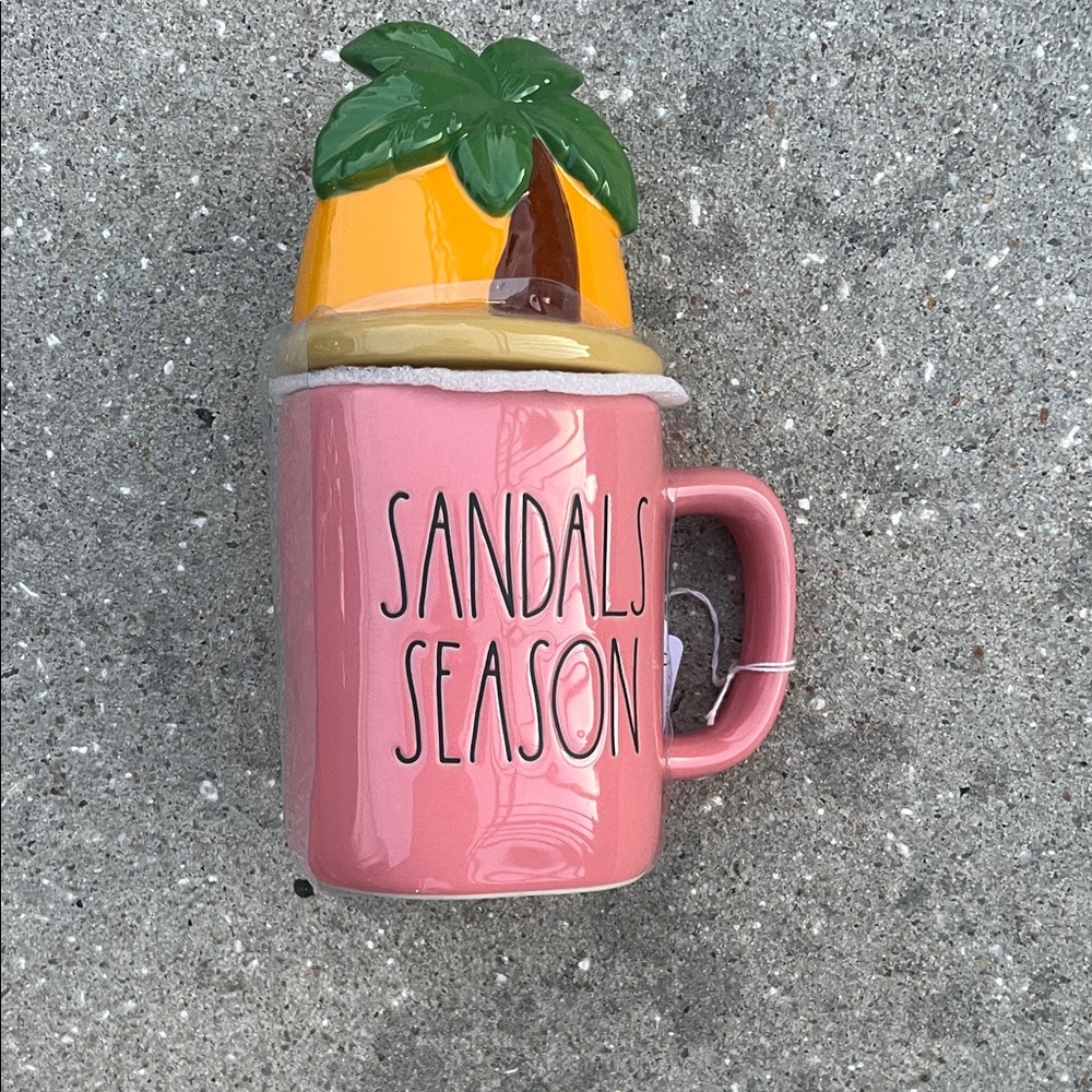 Pink Mug with Palm Tree Lid